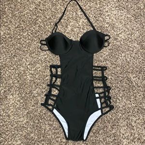 Sexy black one piece suit